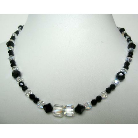Fashion Jewelry AB Crystals & Jet Formal Party Wear Jewelry Necklace