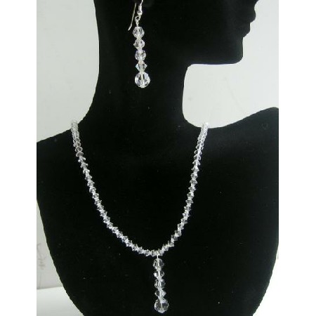 Clear Crystals Necklace & Earrings Swarovski Clear Silver Jewelry
