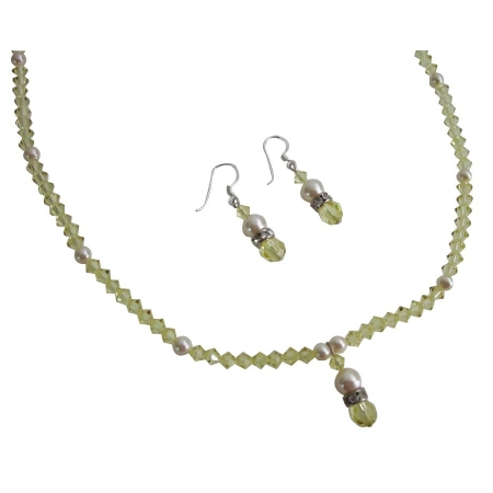 Ivory Pearls Jonquil Crystal Jewelry Set Handcrafted Swarovski