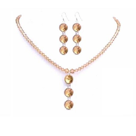 Sleek Dainty Colorado Swarovski Crystals Bridal Jewelry Round Bead Set