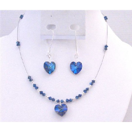 Burmuda Crystals Jewelry Set Swarovski Heart Pendant Earring Gift Set