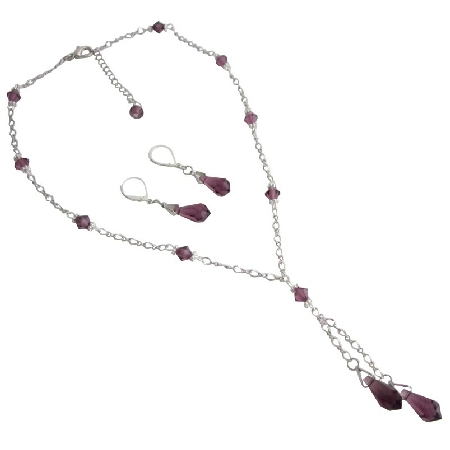 Mother's Gift Christmas Time Amethyst Teardrop Jewelry Set