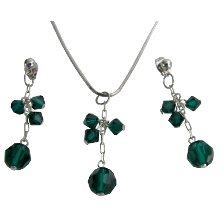 Birthday Gift Or Bridesmaid Jewelry Emerald Crystal Jewelry Set