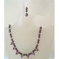 Genuine Purple Pearls Necklace Set w/ small Heart Pendant