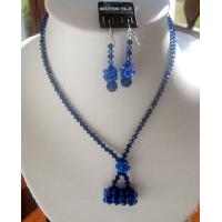 Genuine Sapphire Swarovski Crystals w/ Purse Pendant Necklace Set