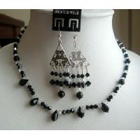 Gorgeous Authentic Jet Swarovski Crystals AB Crystals Necklace Set