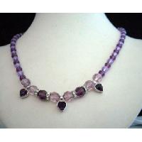 Genuine Swarovski Amethyst Light & Dark Crystals Heart Pendant Necklace Handcrafted Custom Jewelry 