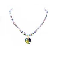 Vintage Genuine Vitrail Swarovski Crystals Necklace w/ Heart Necklace Handcrafted Custom Jewelry 