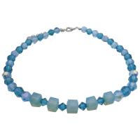 Genuine Swarovski Blue Acquamarine Indicolite Crystals Necklace Choker Handcrafted Custom Jewelry 