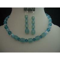 Necklace Set Handcrafted Custom Jewelry Genuine Swarovski Blue Acquamarine Indicolite Crystals