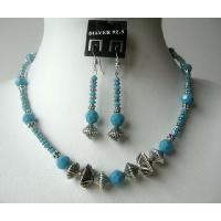 Classic Tribal Ethnic Turquoise Crystals Beads Necklace Set  