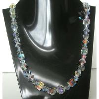Handcrafted Genuine Swarovski AB Crystals Multi Sizes & Shapes Necklace 