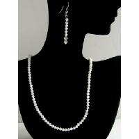 Handmade Swarovski Crystals Jewelry Chalk & AB Chalk Swarovski Crystals Necklace & Earrings  