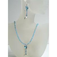 Aquamarine Swarovski AB Aquamarine Crystals Jewelry With Heart Fish Pendant Handmade Genuine & Sparkling Crystals
