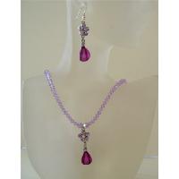 Voilet Swarovski Crystals Jewelry Set Genuine Sparkling Crystals Necklace Set w/ Pendant