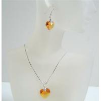 Dark Golden Shadow Heart Pendant Swarovski Crystals Heart Jewelry Set   