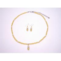 Swarovski Lite Topaz Crystals And Ivory Pearls Jewelry Set Handmade Of Genuine Swarovski Crystals Pearls Necklace Set 