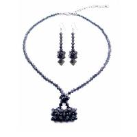 Jet Crystals Purse Necklace Set Genuine Swarovski Crystals Purse Handmade Jewelry Set