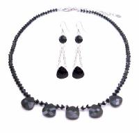 Swarovski Jet Crystals Polygon(#6012) Bead Necklace Set 2 Shaded Jet Crystals Black/Silver Genuine Swarovski Crystals 