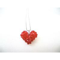 Passion Jewelry Lite Siam Red Puffy Heart Swarovski Crytal Hanmade Puffy Red Heart Necklace 