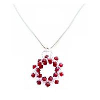 Siam Red & Japanese Glass Beads Pendant New Pendant w/ Good Quality OF Rhodium Silver Chain   