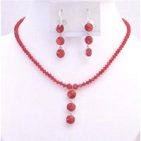 Exquisite Beautiful Passion Lite Siam Red Swarovski Crystals Necklace Set With Pendant Unbeaten Price