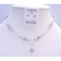 Wedding Bridal Custom Jewelry Made With Genuine Swarovski Lite Grey Pearls & Clear Crystals Jewelry Set 