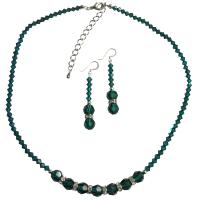 Emerald Jewelry Green Crystals Necklace Sparkling Crystals Jewelry Set