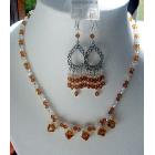 Swarovski Topaz & AB Crystals Sterling Silver Necklace & Earrings