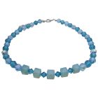 Swarovski Blue Acquamarine Indicolite Crystals Necklace Choker Handcrafted Custom Jewelry