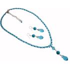 Handcrafted Necklace Set in Swarovski In Aquamarine & Turquoise Crystals