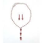 Crystals Jewelry Red Necklace Set Y Handcrafted Swarovski Crystals