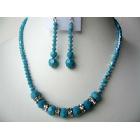 Handcrafted Turquoise Necklace Set Swarovski Turquoise AB w/ Silver Rondells