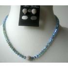 Elegant Sparkling Crystals Indian Sapphire AB w/ Cute Round Cz Pendants Necklace Set