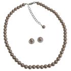 Custom Handcrafted Jewelry Champagne Swarovski Pearls Necklace w/ Stud Pearls Earrings