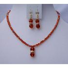 Fall Color Handmade Jewelry Swarovski AB Indian Red Crystals Pendant