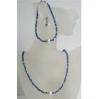 Handcrafted Swarovski Crystals Jewelry Dark AB Sapphire Crystals w/ Pearls Stud Set