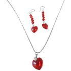 Red Siam Crystals Heart Pendant & Earrings Swarovski Crystals Heart