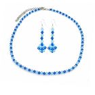 Capri Color Swarovski Crystals w/ Sapphire Necklace Set Swarovski Blue Crystals Jewelry Set
