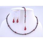 Top Drilled Teardrop Back Drop Down Siam Red Garnet Crystals Necklace