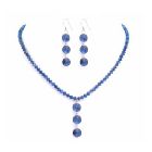 Metallic Blue Crystals Drop Down Jewelry Set Swarovski Crystals NEcklace Set