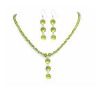Olive Green Crystals Necklace & Earrings Custom Jewelry Swarovski Set
