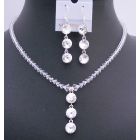 Drop Down Pendant Necklace Swarovski Clear Crystals Handmade Jewelry