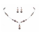 Brown Pearls Lite Smoked Topaz Jewelry Set Drop Down In Sleek Silver Necklace Set