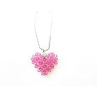 Rose Crystals Handmade Puffy Heart Pendant Necklace Rose Crystals Heart