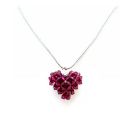 Handcrafted Ruby Swarovski Crystals 3D Puffy Heart Pendant Adorable Pendant Necklace