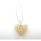 Golden Shadow Crystals Puffy Heart Pendant Handmade Custom Your Romantic Jewelry