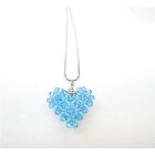 Beautifully Made with Swarovski Aquamarine Crystals Puffy Heart Pendant Custom Your Heart Jewelry