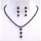 Affordable Inexpensive Jet Black Crystals Necklace & Earrings Jewelry