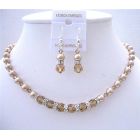 Handmade Custom Jewelry In Color You Want Champagne Pearls Colorado Crystals Necklace Set